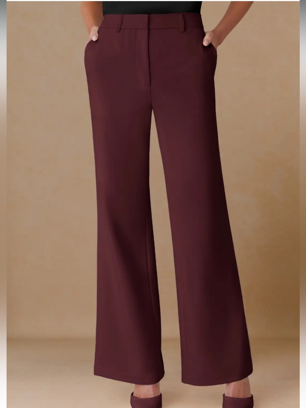 Ann Taylor Wide-Leg Trousers in Burgundy